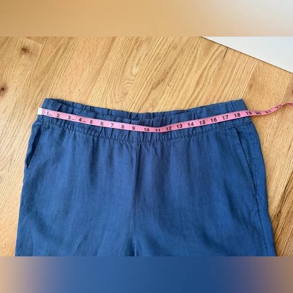 J. Jill 100% Linen Relaxed Cropped Pants Blue Beachy Lagenlook Size Large P - Picture 6 of 12